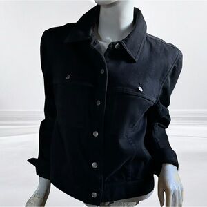 Boston Proper Black Stretch Denim Classic Button Jean Jacket 4